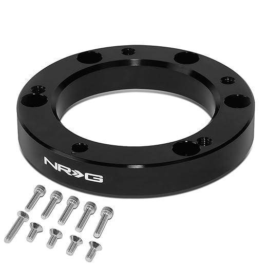 NRG Innovations SRK-65BK Aluminum Steering Wheel 5-Bolt Steering Adapter,6 X 70mm Bolt Pattern,Anodized Black
