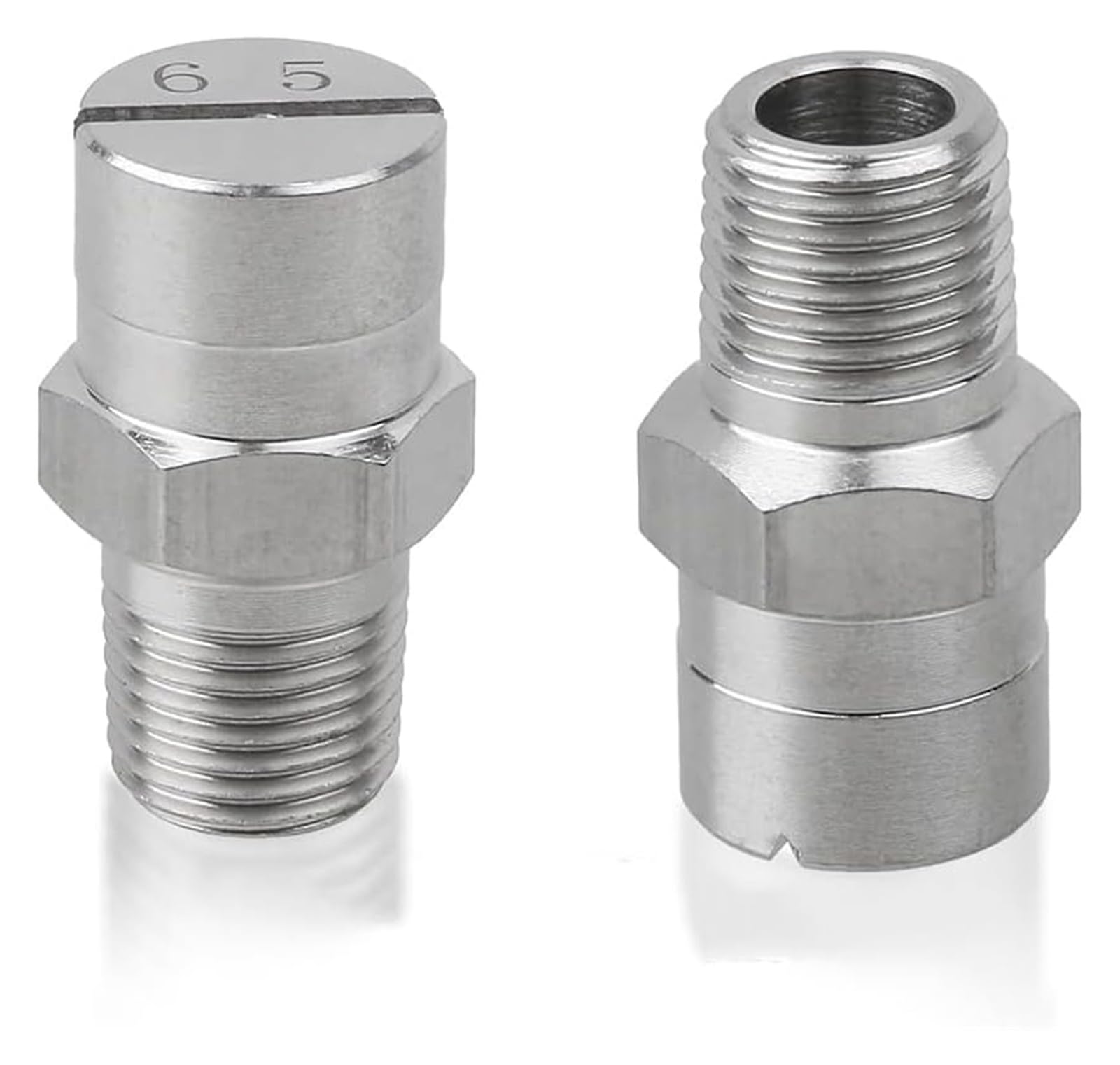 Ugelli per idropulitrici, ugelli a innesto rapido, Ugello a ventaglio piatto filettato in acciaio inossidabile 304 da 65 gradi, dimensioni multiple, 5 o 10 pezzi(No.20: 3/8 (2.8 Mm Aperture),10pcs)