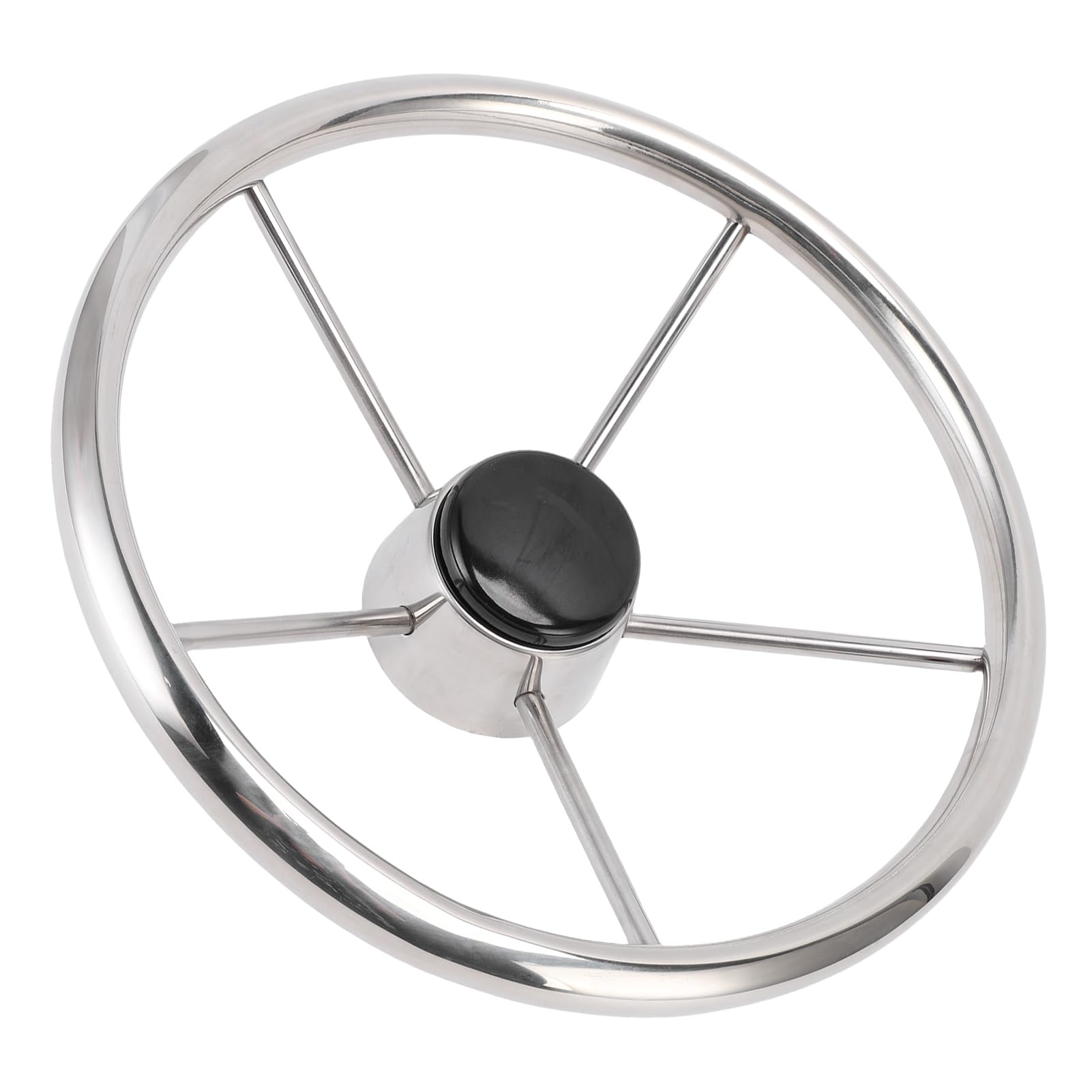 Acouto Volant de Bateau en Acier Inoxydable à 5 Rayons de 13-/2 Pouces, Volant Marin à la Mode pour Yacht, Hors-bord, Ponton à Partir de 304, la de Bateau en Acier Inoxydable à 5 Rayons