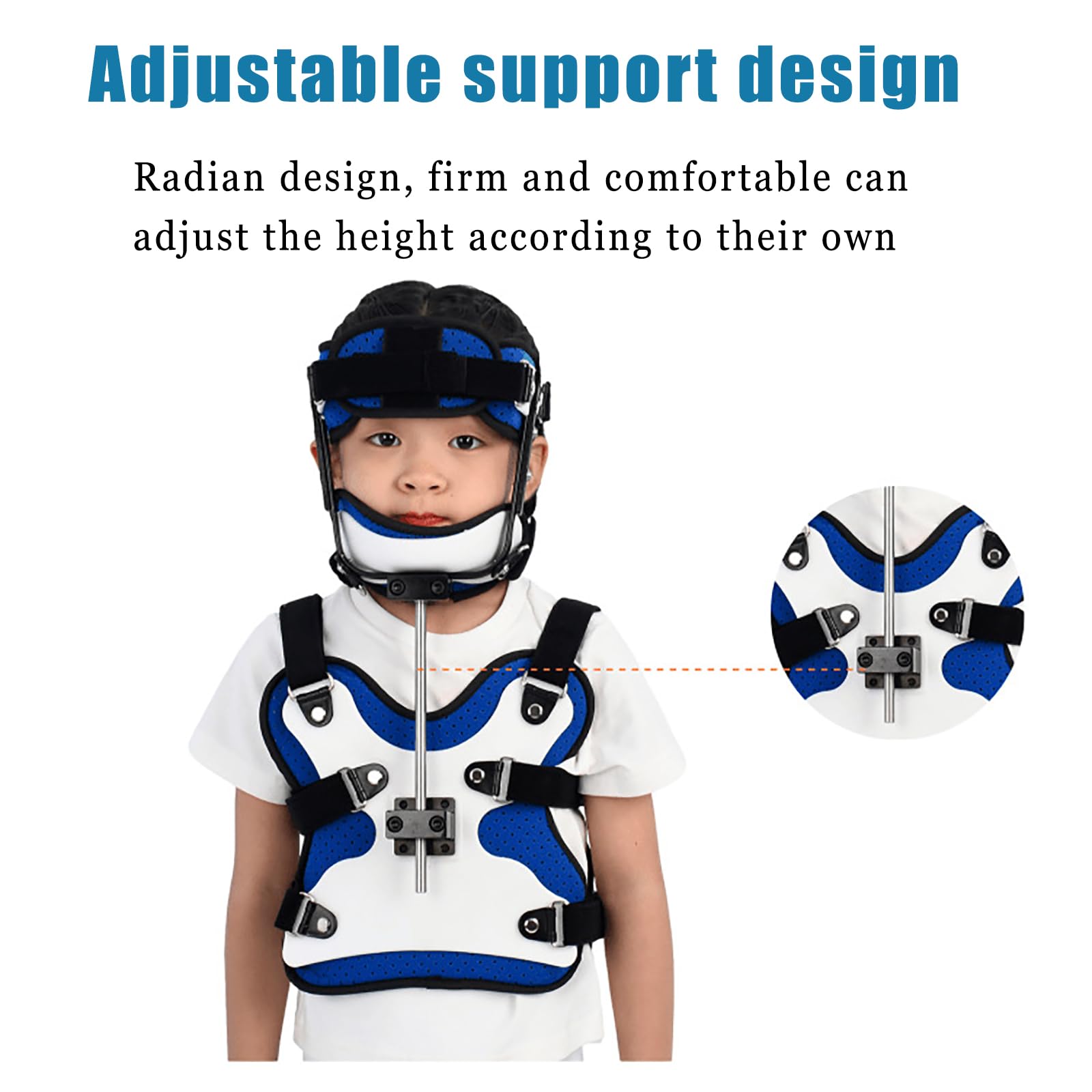 MRKU Ortesis torácica Cervical Infantil, Soporte de fijación torácica Infantil con mentonera, Material Transpirable y fácil de Limpiar.