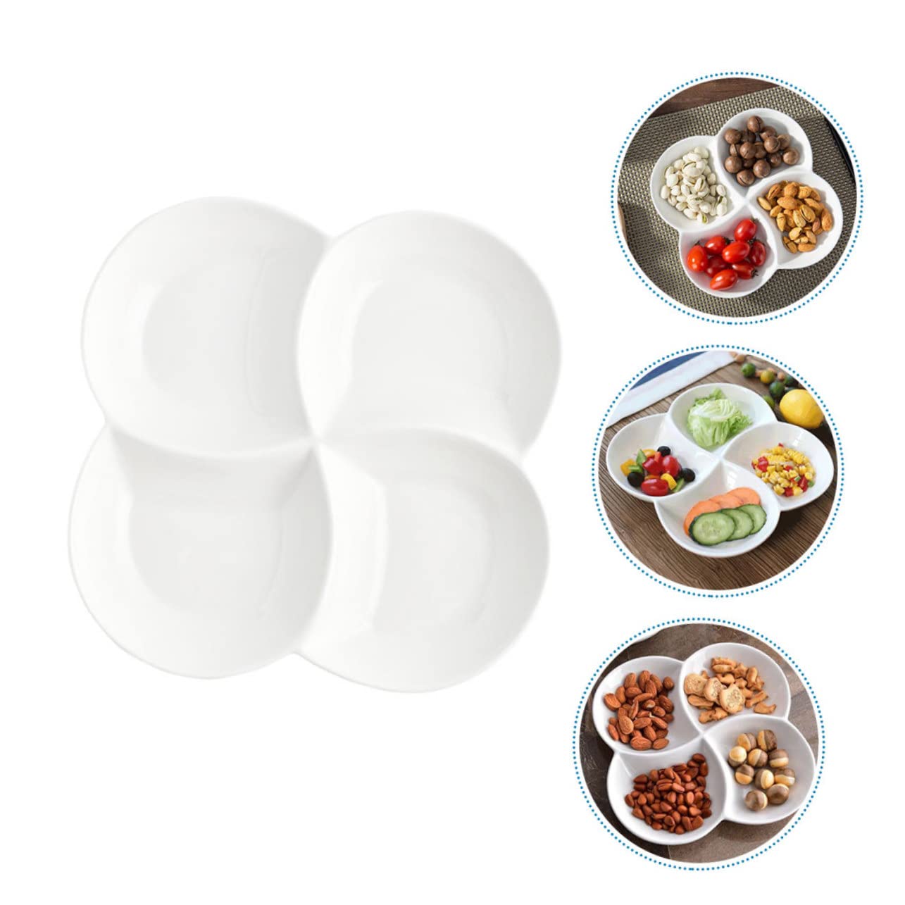 Assiette Compartimentée en Céramique 4 Compartiments Blanche