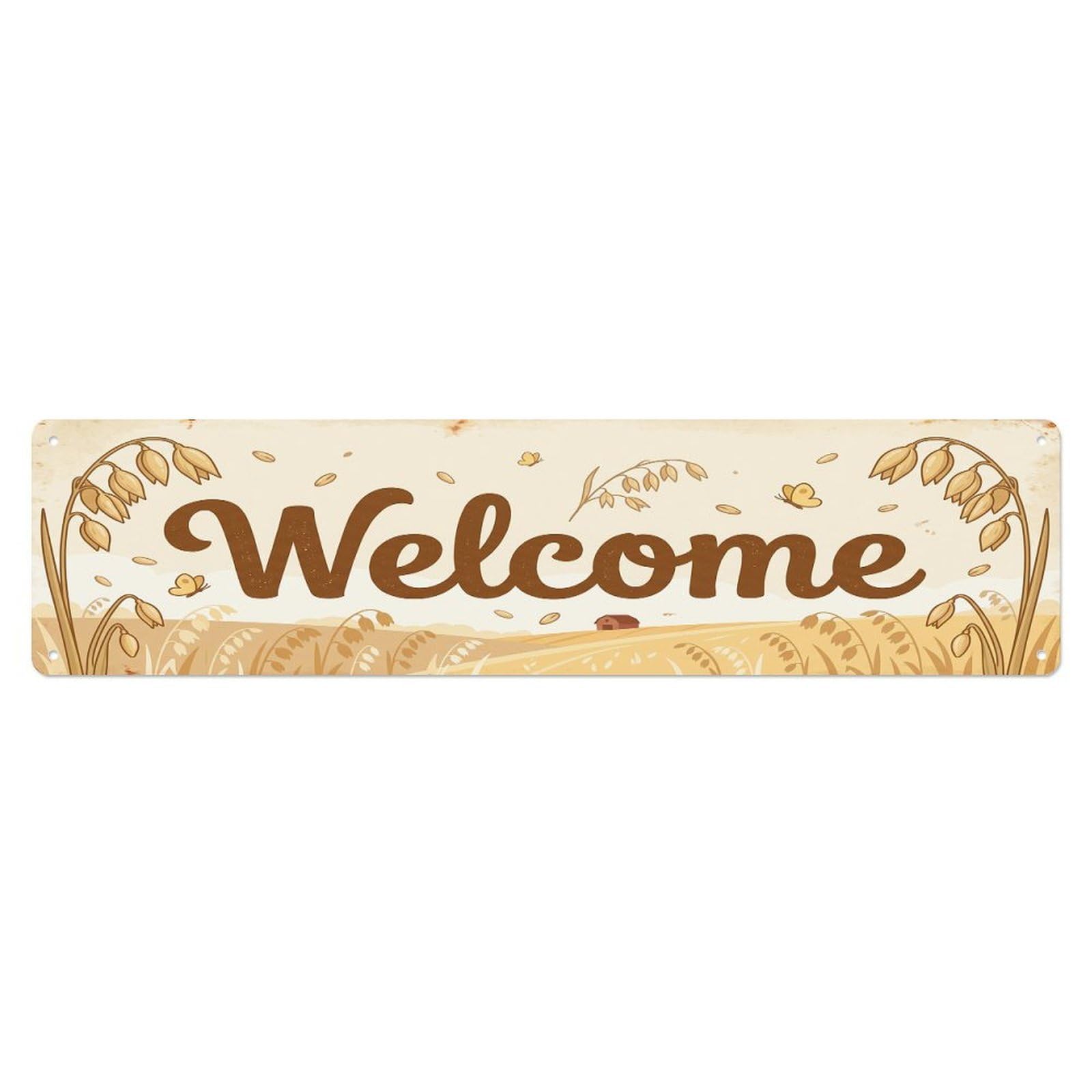 Olhnbad 4X16inch(10X40cm) Vintage Welcome Oat Wholesome Metal Tin Sign