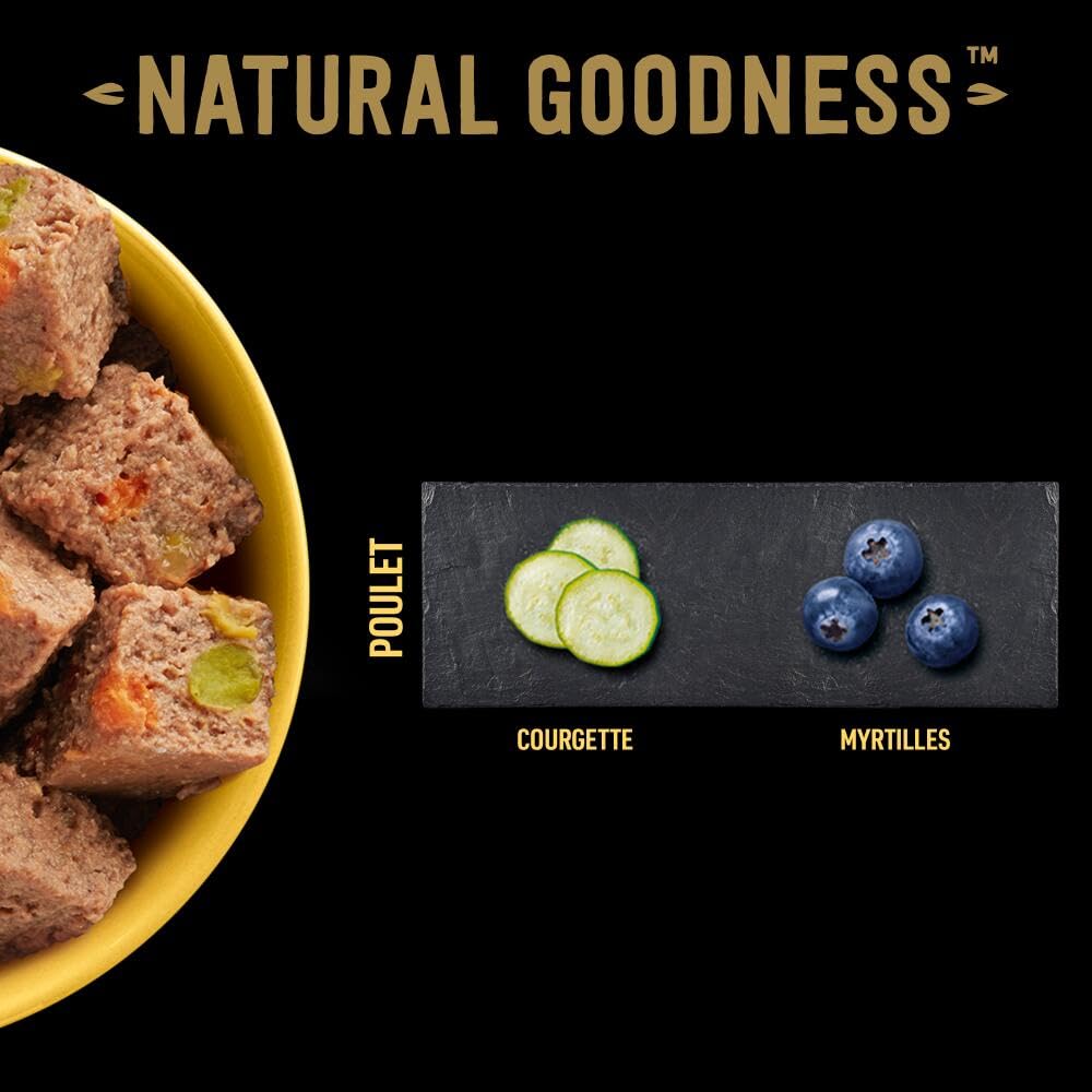 Cesar Barquettes Natural Goodness Bio Terrine – Nourriture Humide pour Chien – au Poulet Garni de Petits Pois et de Carottes – Lot de 16 barquettes x 100 g