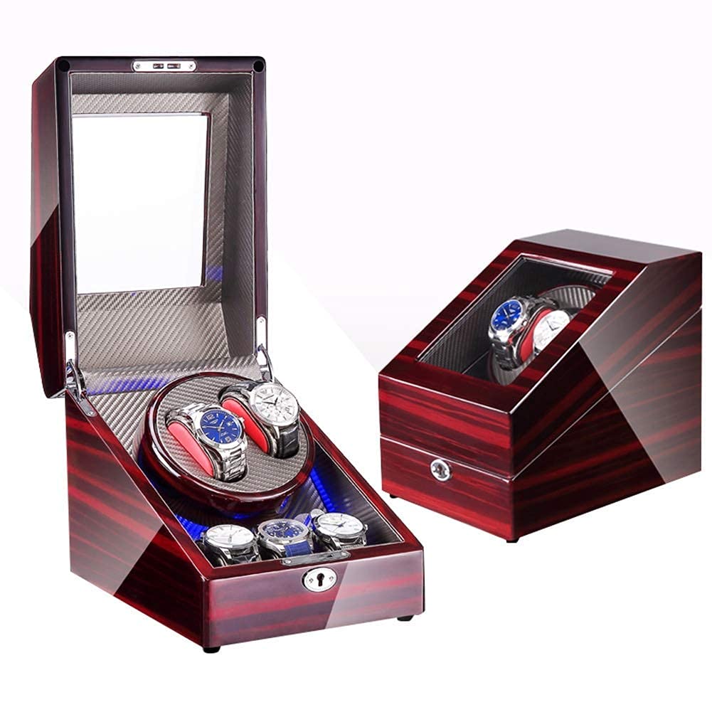 NZPOST Automatic Watch Winder with Quiet Motor and 5 Rotation Modes,Dual Power Supply,Wooden Storages Box Case