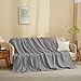 AMWAN Grey Quilted Grid Blankets Full Size Cotton Blend Jersey Knit Thermal Blanket Soft Plaid Blanket Lightweight Warm for All Seasons Women and Men 80x90 in