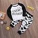 Baby Boys Long Sleeve Letters Little Heart Breaker Print T-Shirt and Panda Pants Outfit Set Black