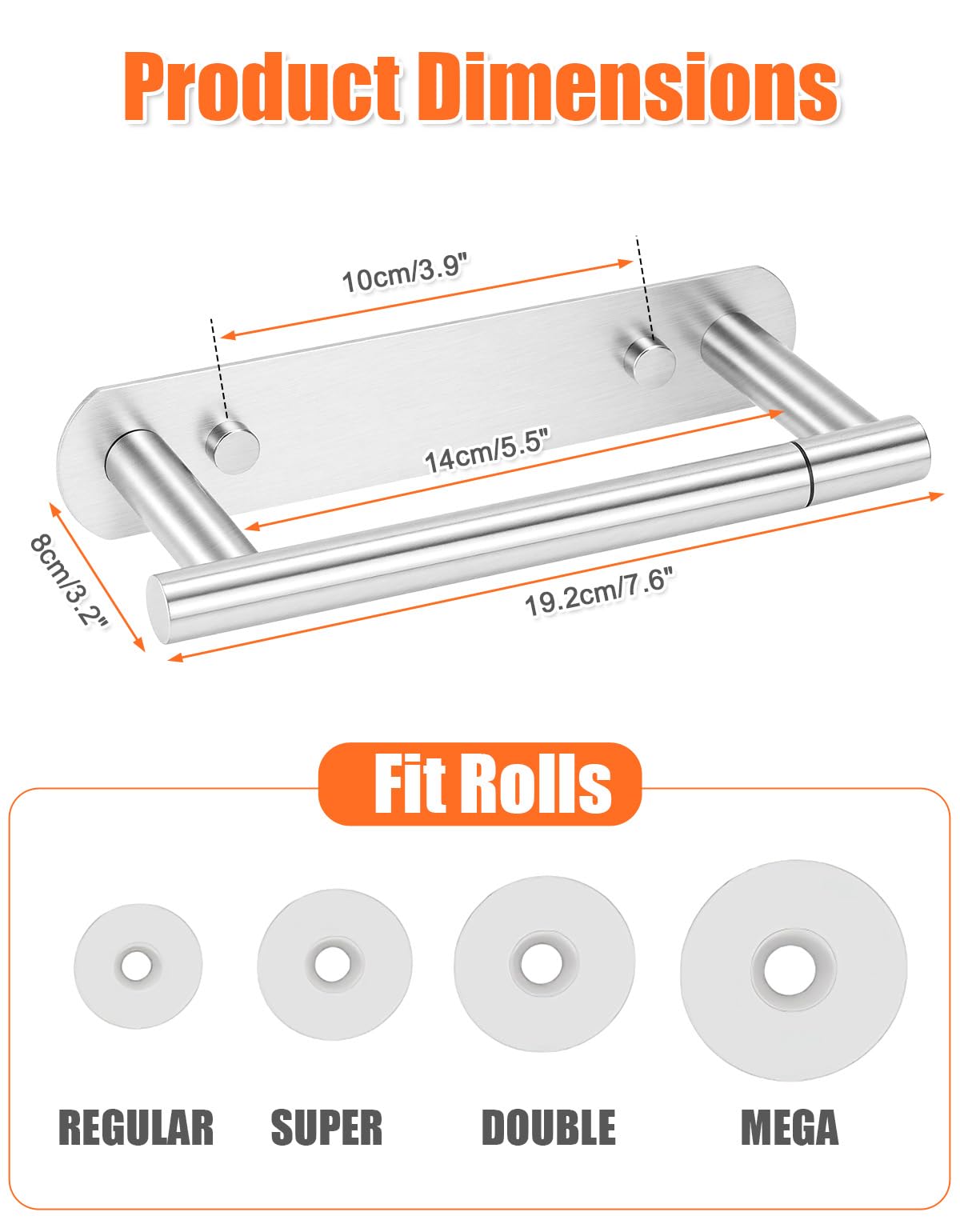 YUET Porte Papier Toilette, Support Papier Toilette Adhésif ou Mural, Double Support Pivotant, Porte-Papier hygiénique sans Perçage Acier Inoxydable pour Salle de Bain, Cuisine (Argenté)