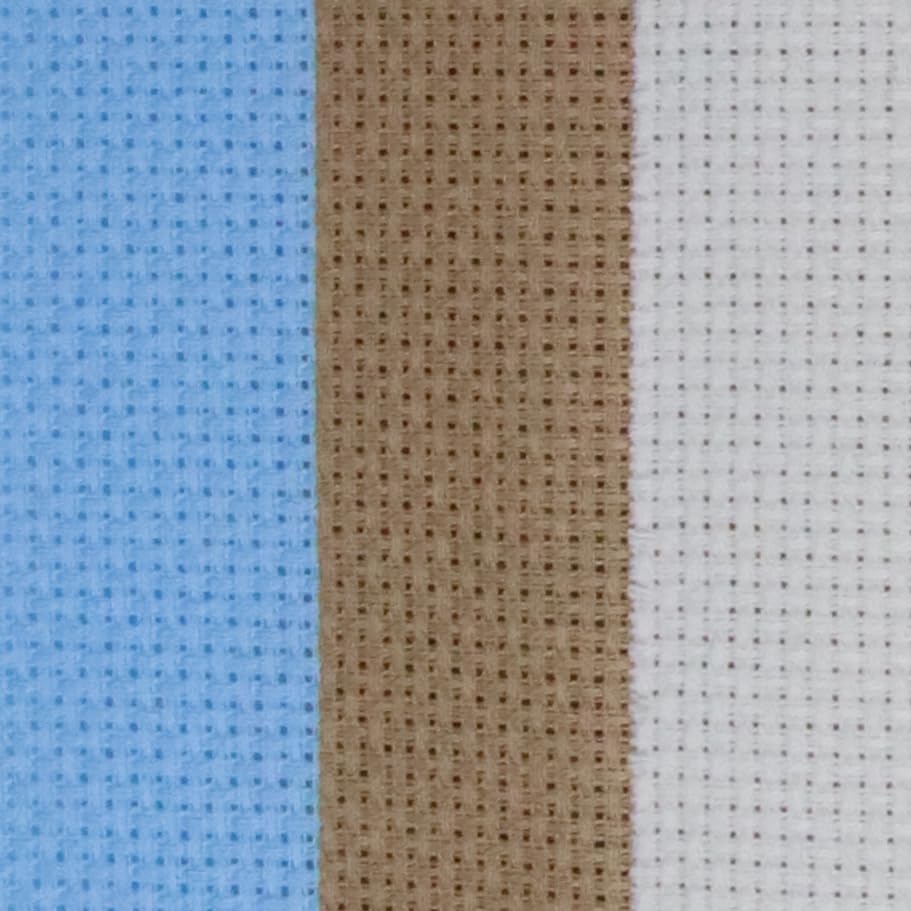 Image of KCS 3 pc of 15 inch x 18 inch(38cmx45cm) 14 Count Cross Stitch Cotton Aida Cloth Needlework Rolled Fabric Box,14CT,Light Blue+Khaki+Antique White