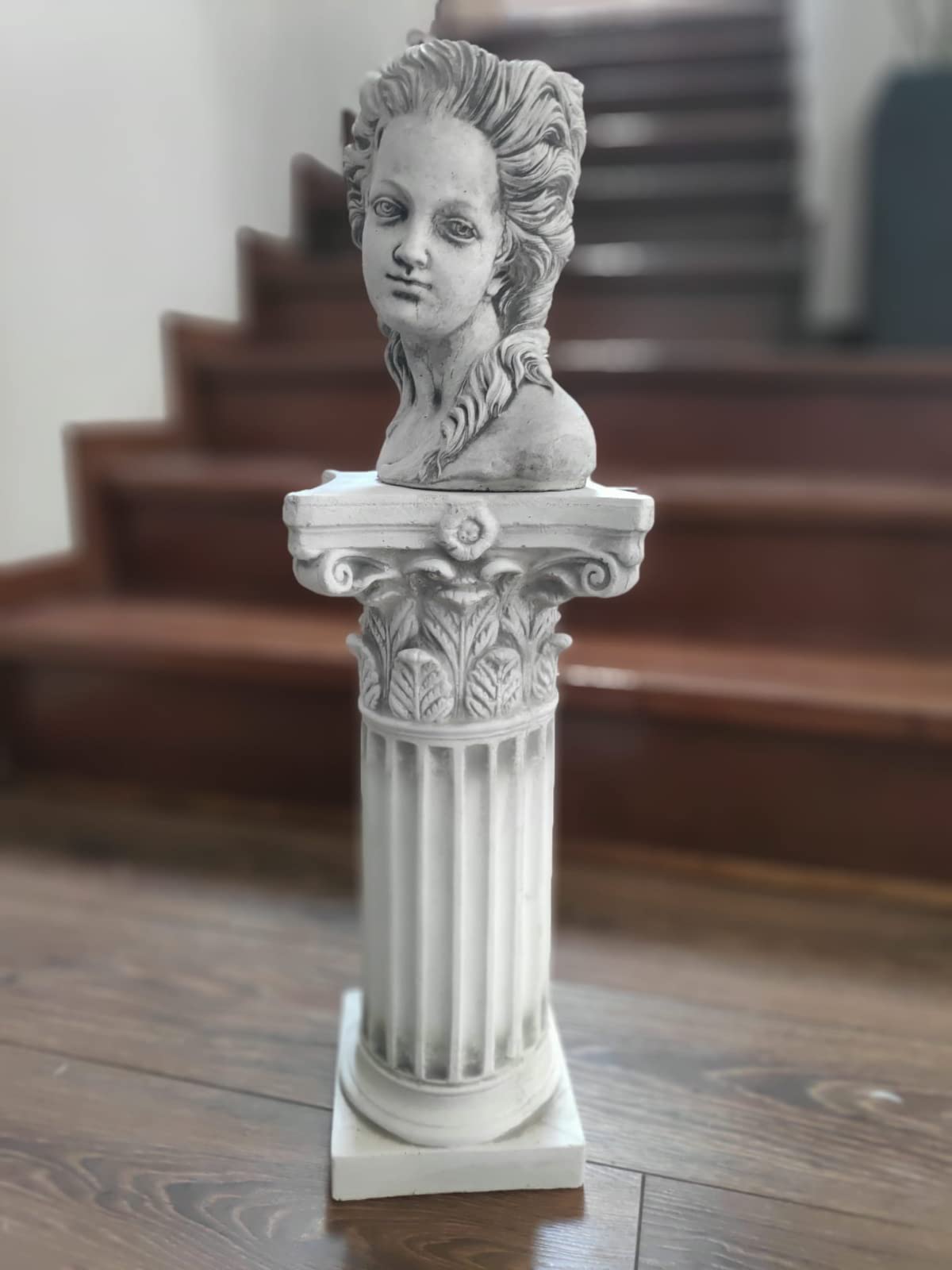 Colonna decorativa greca ionica per esterno o interno 46 cm in pietra ricostituita
