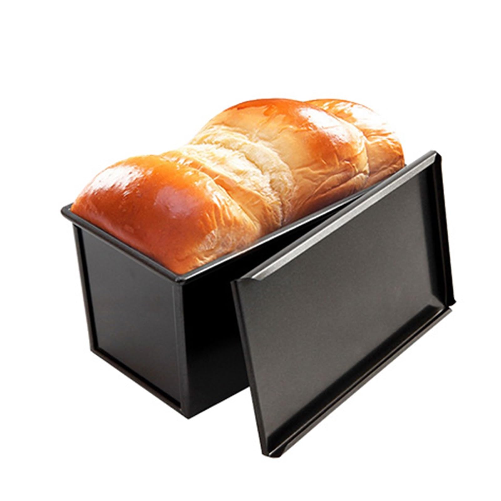 Pull Man Molde for Pan con Tapa, Rectangular, Caja for Tostadas de Pan de Acero al Carbono con Tapa, Antiadherente, Corrugado, for Hornear Pan, Capacidad de Masa de 1 Libra(B)