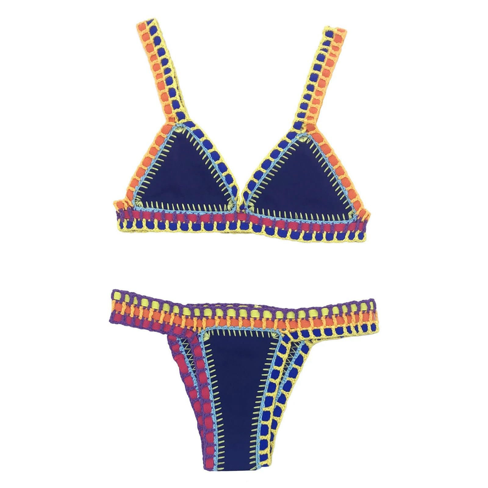 Costume Set Bikini Verde all'Uncinetto da Donna - Bagno in Due Pezzi Spiaggia per Piscina Estiva Femme Damen-Marina-s