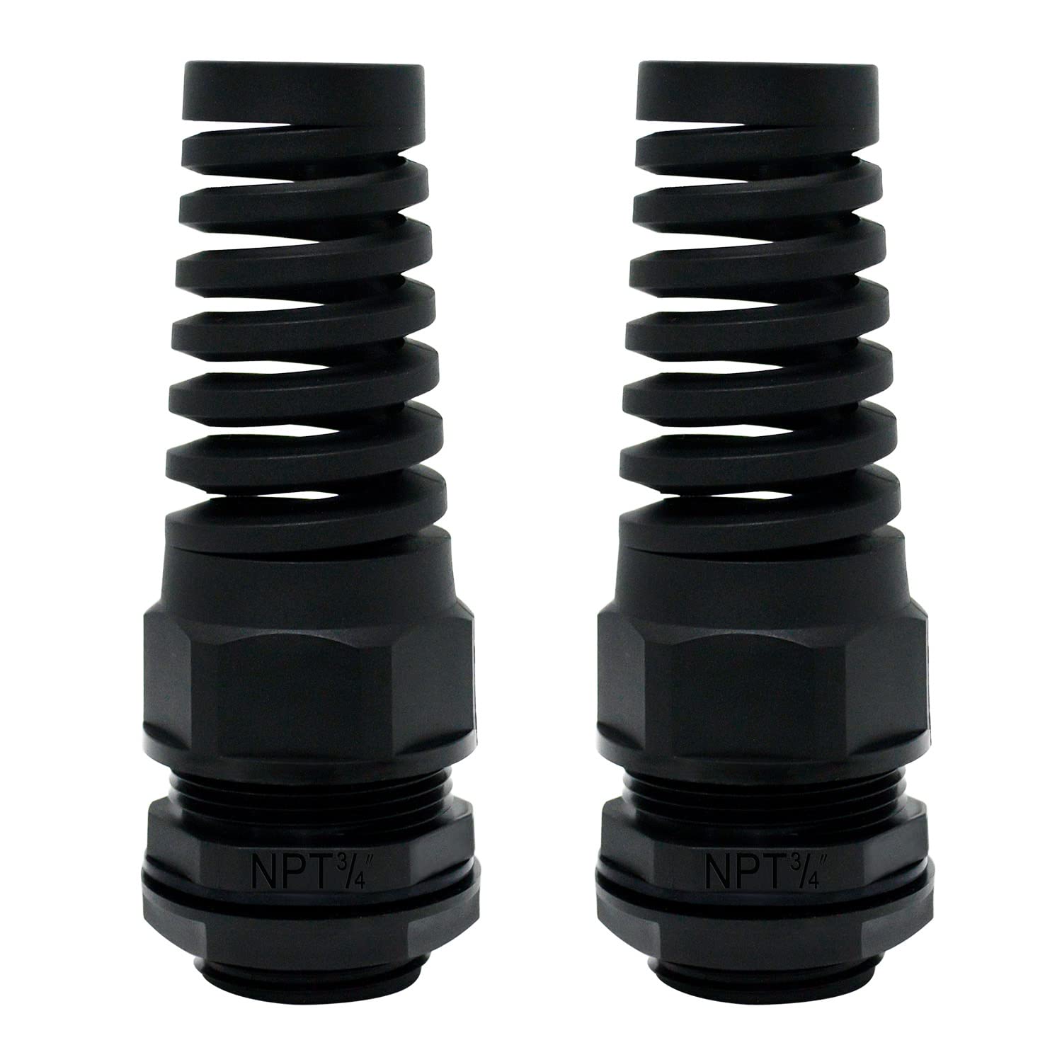 AIRTAK Electrical Conduit Fittings 33 Pack Adjustable 3-18mm Nylon PA66 Cable Glands Waterproof NPT1/4" NPT3/8" NPT1/2" NPT3/4" Cord Grip Strain Relief With Gaskets In PP Plastic Box