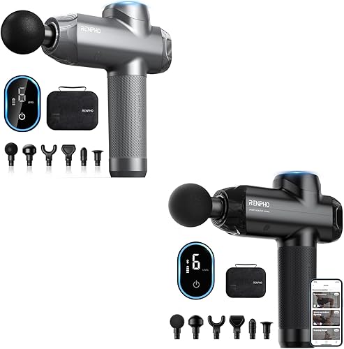 RENPHO Pistola de masaje Bluetooth de potencia R3 tejido profundo R3 Power Upgrade Pistola de masaje de tejido profundo gris