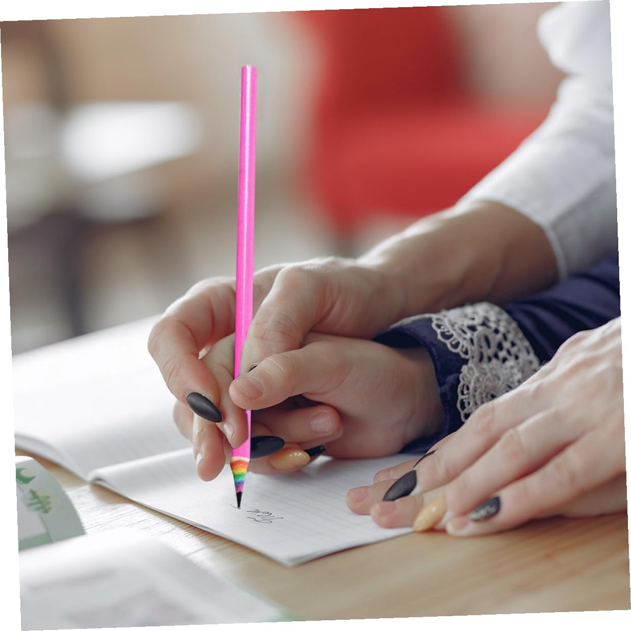 12pcs Pre-sharpened Rainbow Paper Pencils Hb for Writing and Drawing Supplies, Eco-friendly Recycled Paper, Classroom and Homework Use