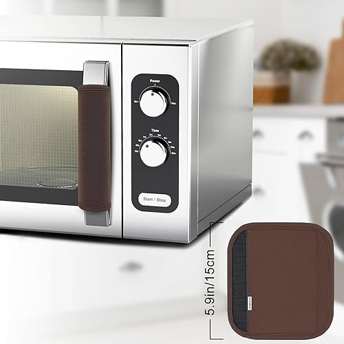 Vista 23 de 5 piezas de cubierta de manija de puerta de refrigerador, lavable para electrodomésticos de cocina, nevera, horno, microondas, lavavajillas, Cian