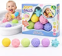 Kit de Bolas Sensoriais para Bebê – Texturas Educativas, Estímulo Motor e Cores Suaves – Silicone Macio Atóxico – Aprendizado e Diversão a Partir de 3 Meses