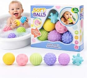 Kit de Bolas Sensoriais para Bebê – Texturas Educativas, Estímulo Motor e Cores Suaves – Silicone Macio Atóxico – Aprendizado e Diversão a Partir de 3 Meses