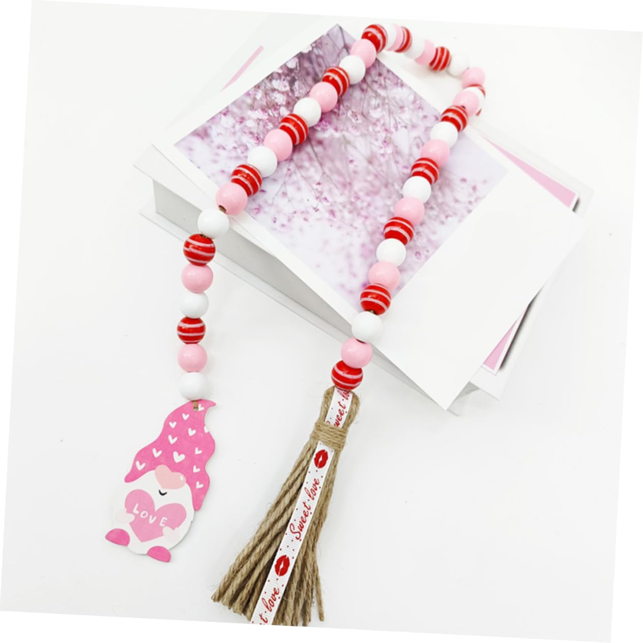 DECHOUS 3 Sets Valentinstag Perlenketten Für Wohnkultur Holzperlenkette Quaste Dekorative Perlen 2 Stück * 3