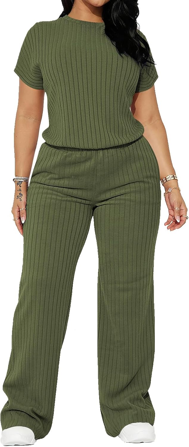 BXBY Two Piece Sets for Women Summer Pleated Ruffle Hem Sleeveless Top Wide Leg Pant Outfits Casual Vacation 2025 Tracksuit