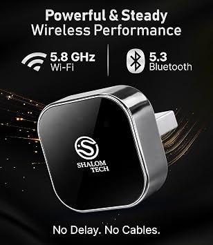 Wireless Car Play Adapter & Car Play Wireless Adapter 2-in-1, SHALOM TECH 5.8GHz Wired to Wireless Dongle, Plug & Play for Factory Wired CarPlay Cars, USB A USB C- Dark Grey