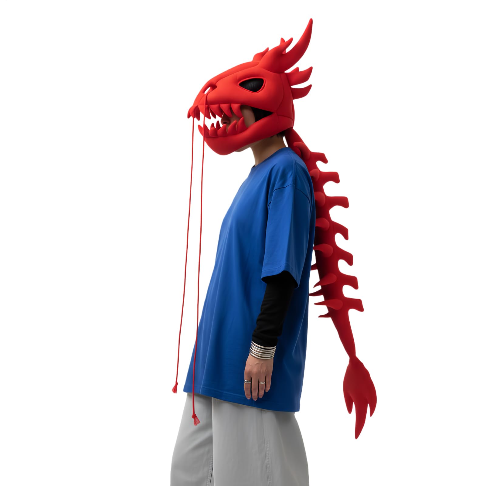 Pluszowy kostium szkieletu dinozaura, 3D głowa czaszki i kręgosłupa, realistyczny i przenośny strój dinozaura dla dorosłych, na Halloween i imprezę kostiumową dla dorosłych dziecka
