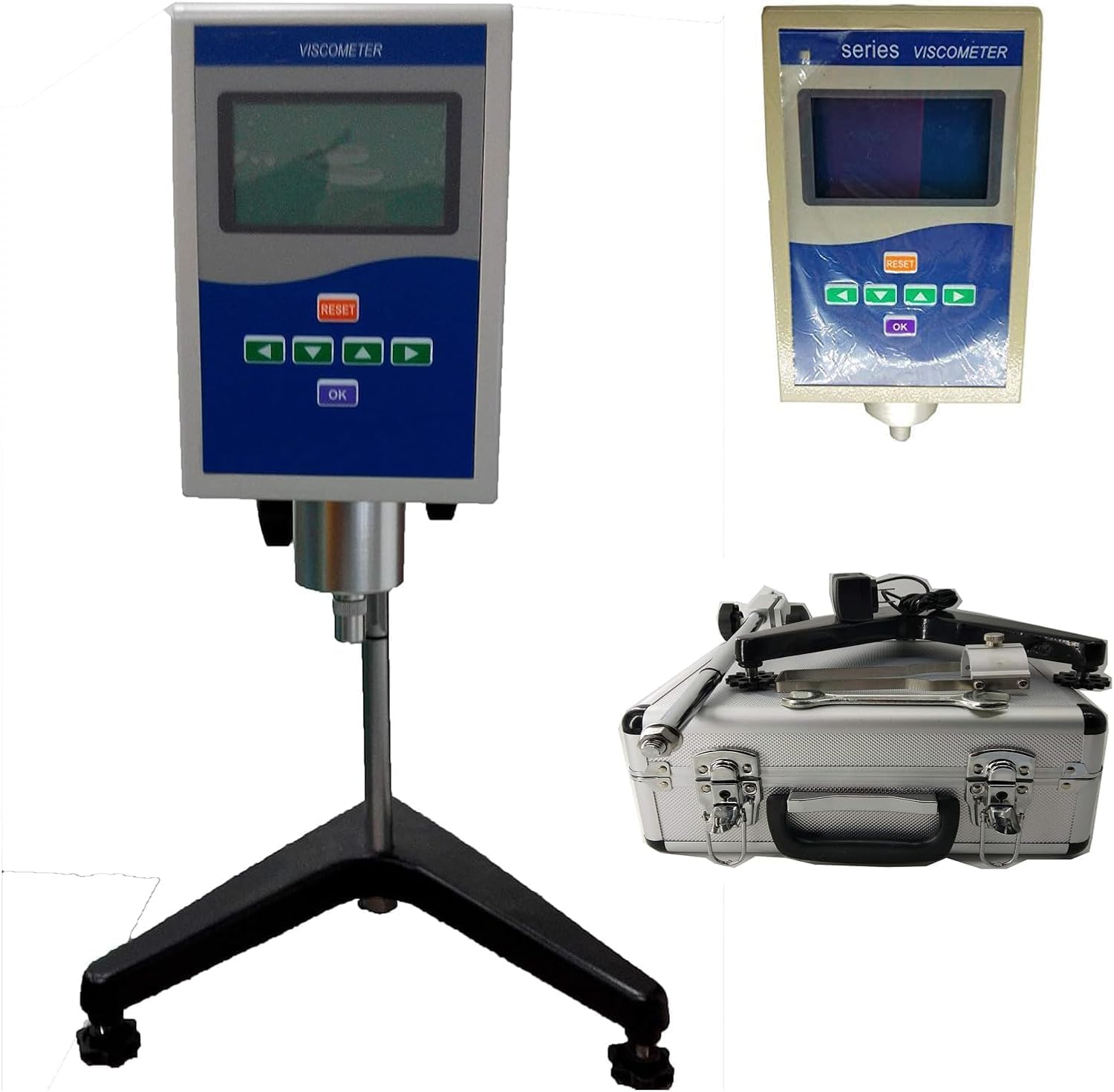 Lab Viscometers Digital Rotary Viscometer Viscosity Tester with 4 kinds of Rotors (1, 2, 3, 4) Range 1～1×10^5mPa.s Widely Used in Oil Paints Plastics Food Paint