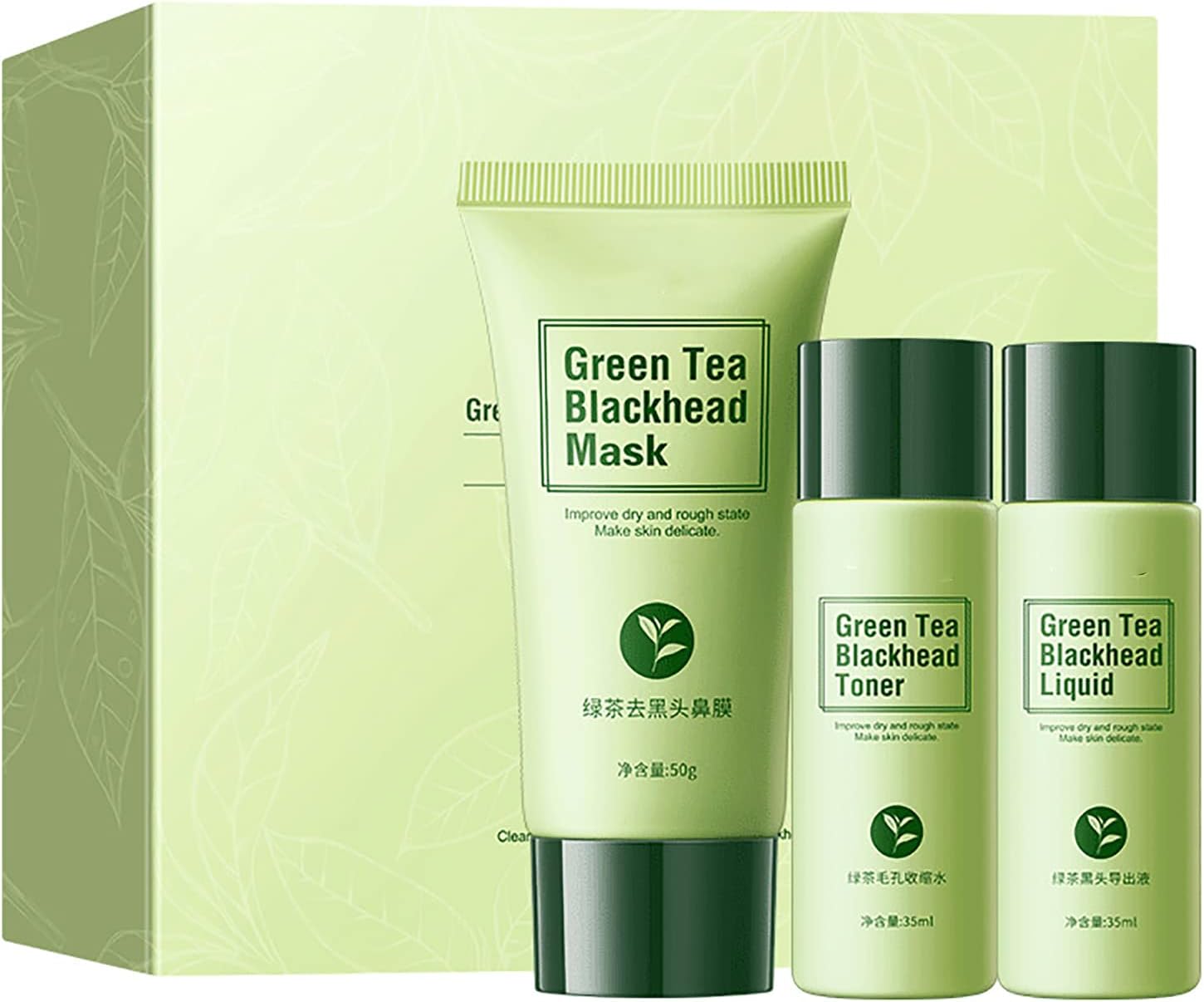 3IN1 Green Tea Cleansing Mask Skin Care Set Facial Clay Mask with Green