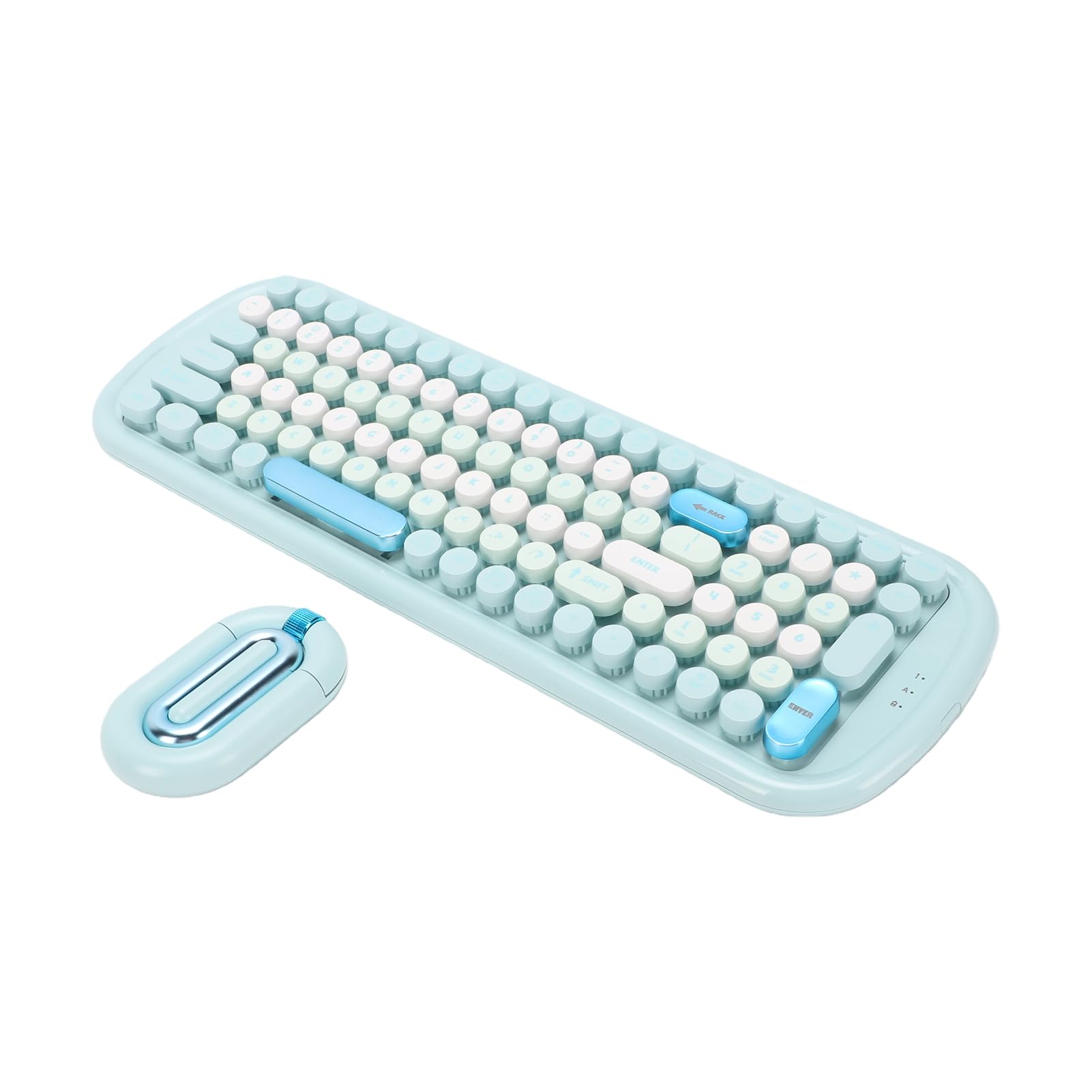 Sorandy Combo de Teclado y Mouse Inalámbricos, Teclas Redondas Retro (Blue)