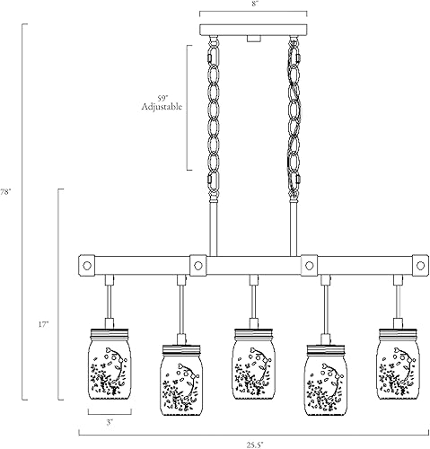 Miniatura 5 de LOG BARN Candelabros de granja para comedor, iluminación de isla de cocina con 5 tarros de masón, luces rústicas de isla de madera sintética para