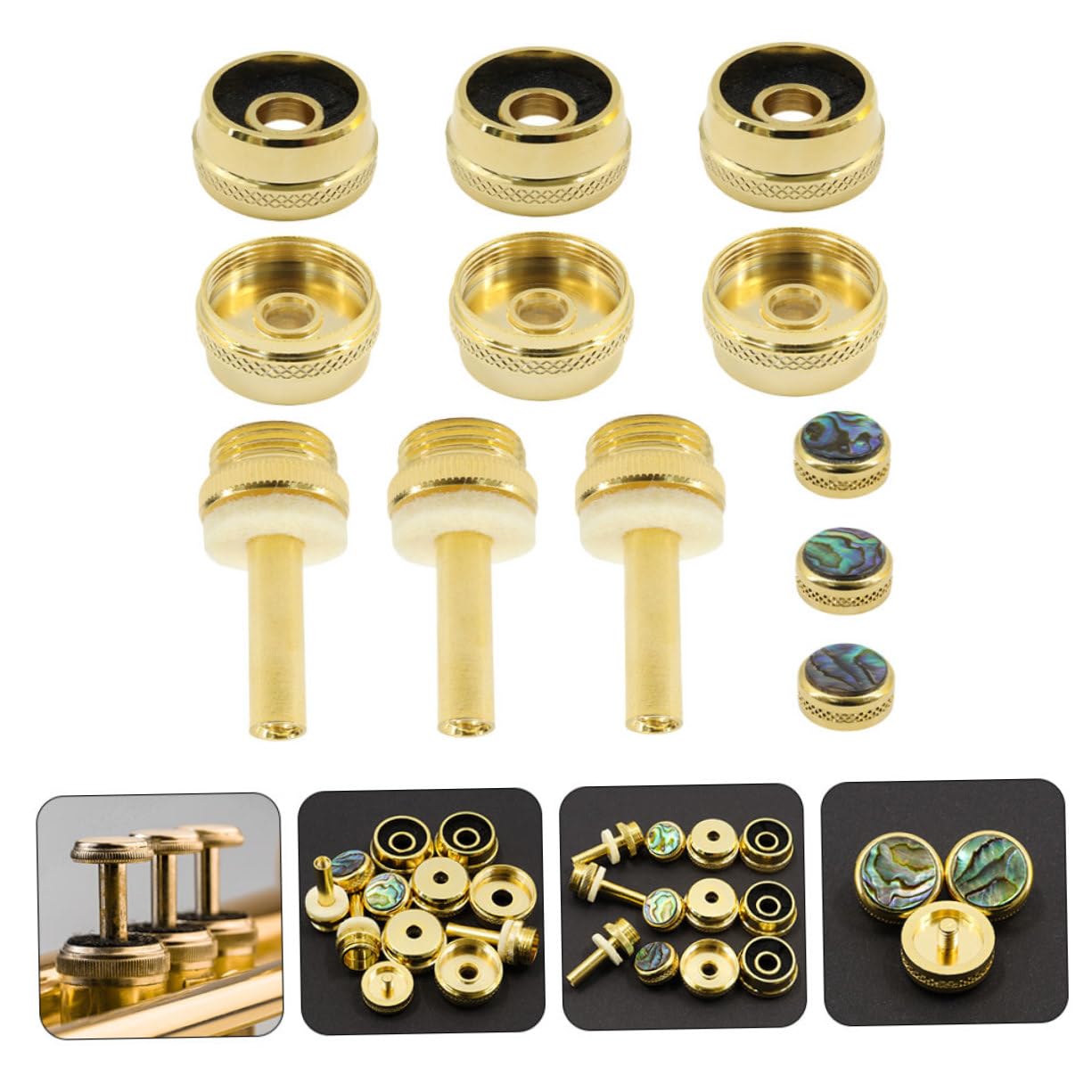 Botones de Pistón para Trompeta, Dorado de Metal, Accesorios para Instrumentos Musicales, Repuesto para Músicos
