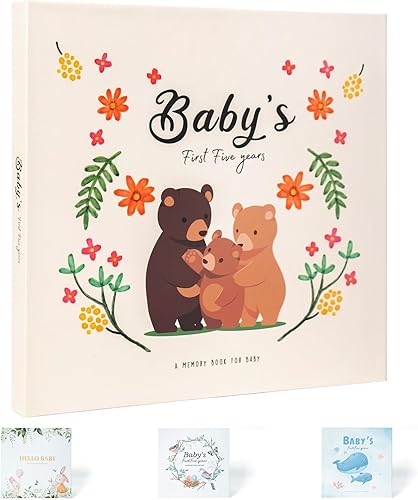 Libro de recuerdos para bebés niños y niñas, primer libro de recuerdos de 5 años para padres primerizos, libro de recuerdos para bebés y niños para