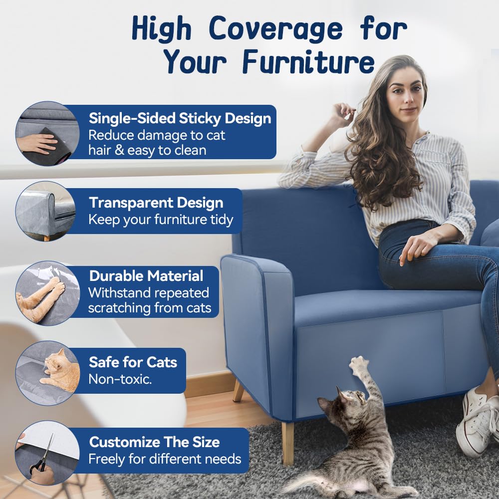 For Sofa 18 Pack Cat Scratch Furniture Protector 120 Pins, Self