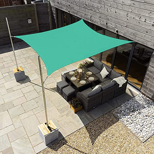 Infrange Waterproof Turquoise 8' X 12' Rectangle Sun Shade Sail Canopy Awning Shelter Fabric Screen, 95% Uv Blockage Uv & Water Resistant, For Outdoor Patio Garden Carport #TOP14