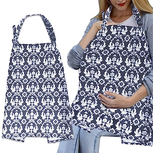 Image of UHINOOS Nursing Cover,Infinity Soft Breastfeeding Cotton for Babies with No See Through Cotton for Mother Nursing Apron for Breastfeeding (Grey)