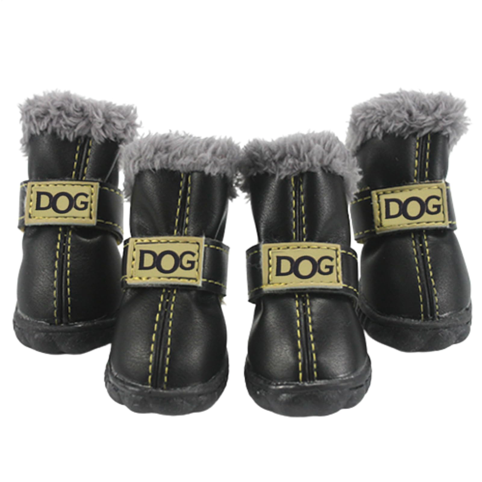 Small Dog Snow Boots - 4PCS Warm Pet Shoes, Anti Slip Footwear, Leather PU Boot Covers With Waterproof Layer | Winter Hiking Walking Protection For Puppies Cold Paw Shield Comfort Outdoor Adventure