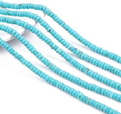 Miniatura 6 de Cuentas espaciadoras de color azul turquesa natural con cuentas sueltas para hacer joyas de cuentas 0.157 inx0.079 in 15.0 in