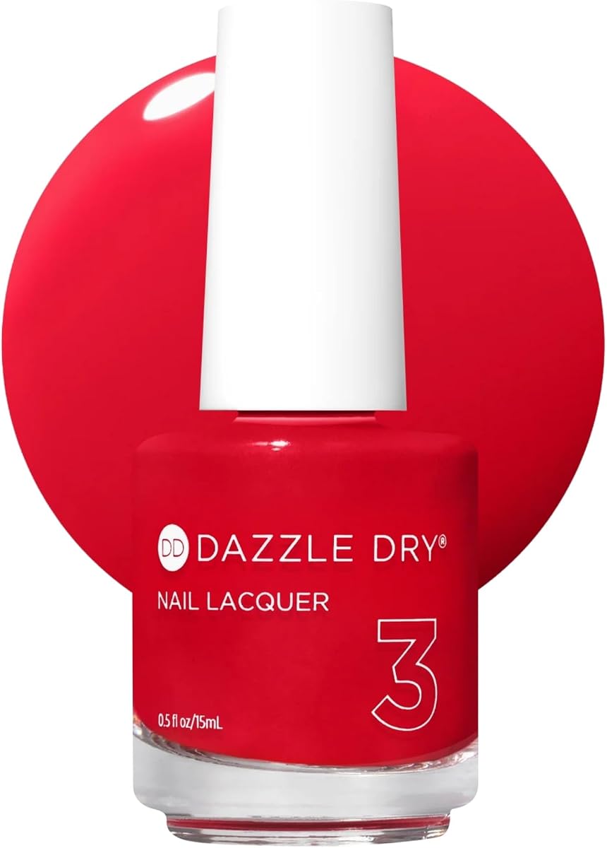 Nail Lacquer, Step 3 – Pep Rally (0.5 fl oz) | A Bright Tomato Red With Orange Undertones · Full Coverage · Cream Finish · Quick-Dry