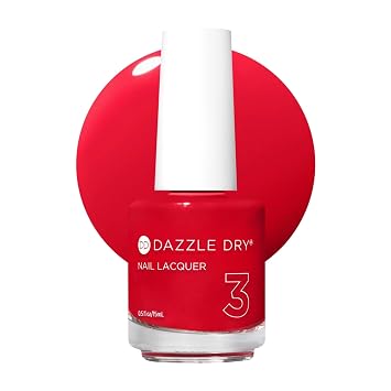 Dazzle Dry Nail Lacquer Step 3 - Pep Rally - A bright tomato red with orange undertones. Full coverage cream. 0.5 fl oz