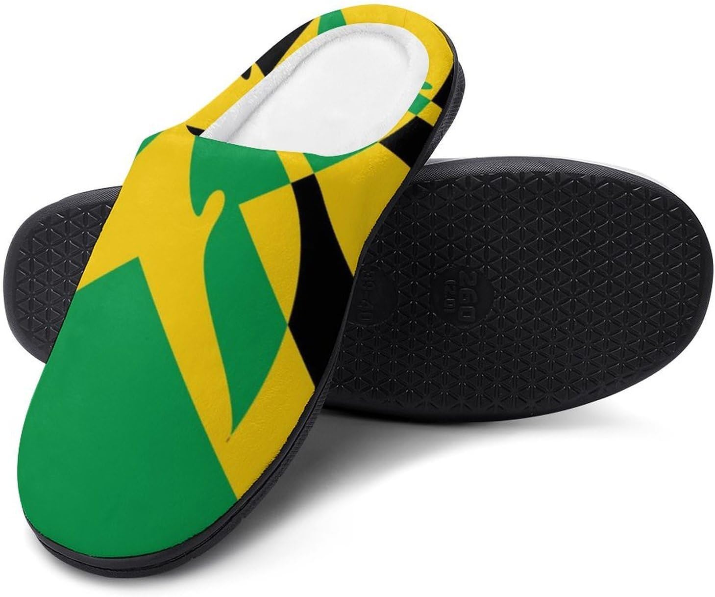 Jamaica Flag Plam Tree Women's House Slippers Memory Foam Warm Shoes Spa Rubber Sole Indoor Outdoor