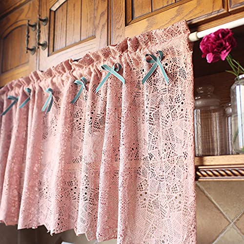 Cortinas de café de encaje decorativas para ventanas cortas de la cocina 7