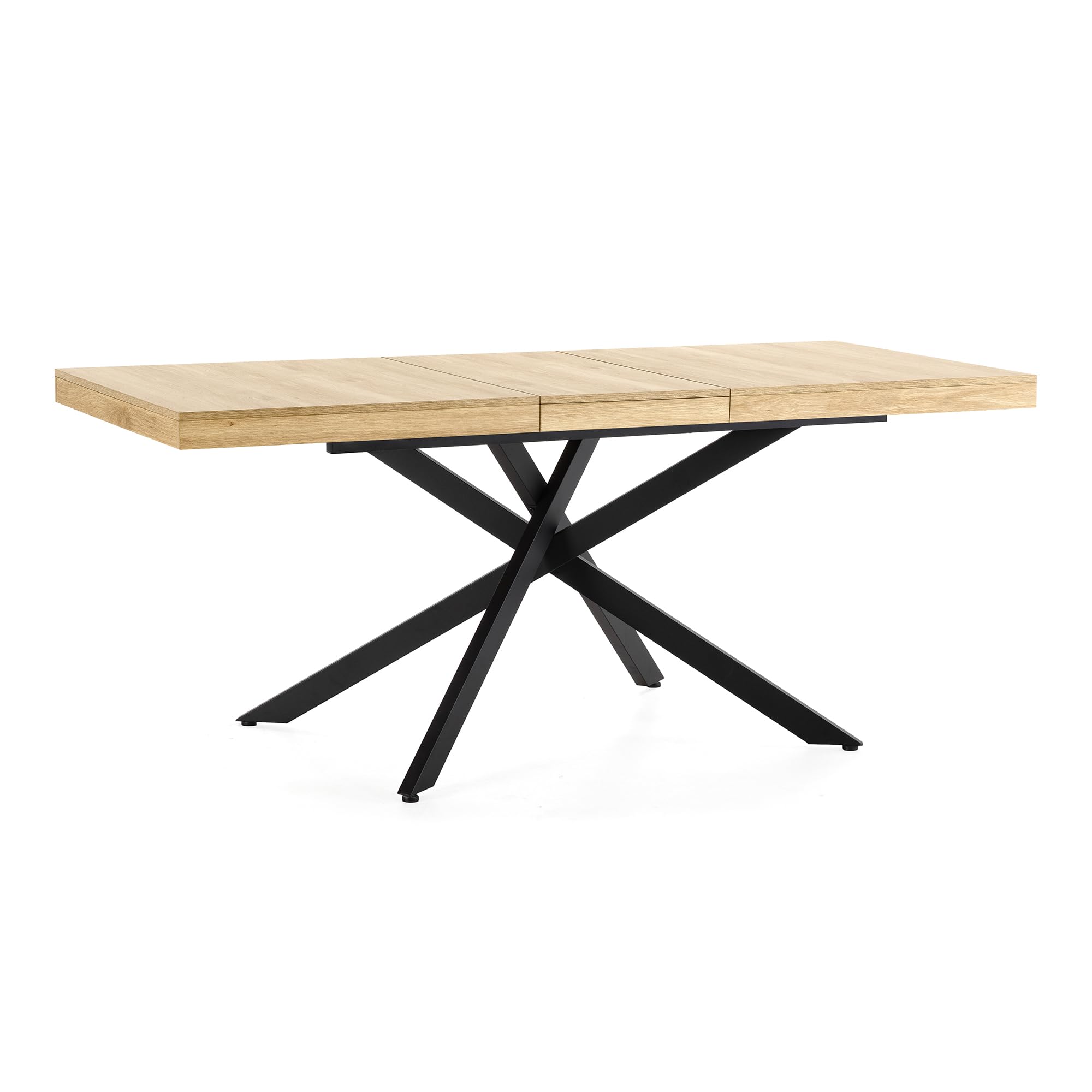 HOMN LIVING Mesa de Comedor Extensible Palermo Color Roble, 140-180 cm (Largo) 80 cm (Profundidad) 75 cm (Altura)