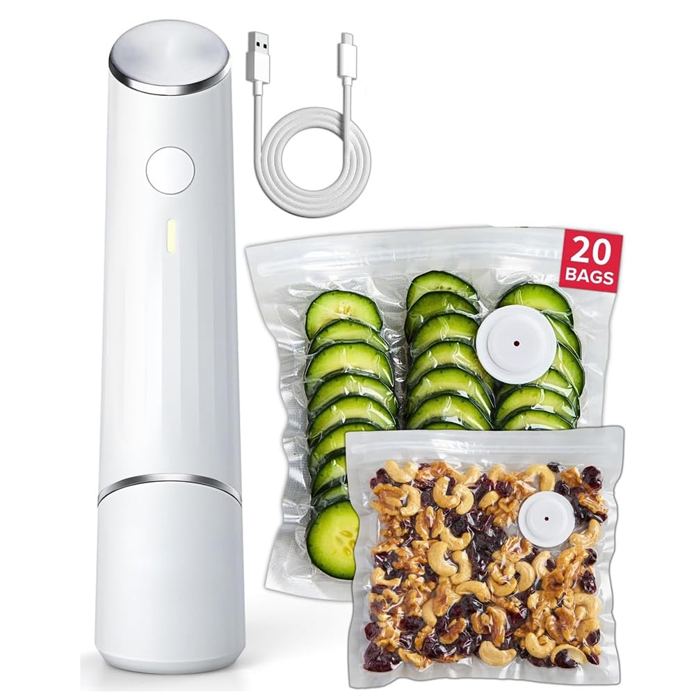 Hndhbfgrt Compact for Food Sealer Vacuum Machine, Powerful Handheld Portable, Seal Meal Saver 20 Bags