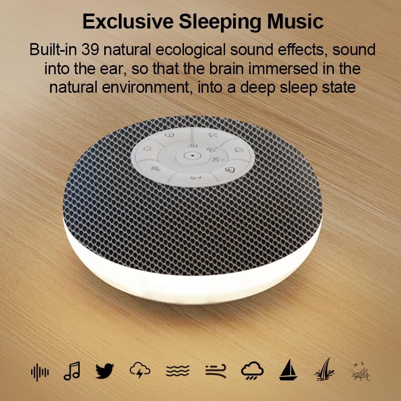 Miniatura 7 de YEVIK - Máquina de sonido portátil para el sueño del bebé y viajes, 39 sonidos relajantes con luz nocturna, recargable USB-C, temporizador,