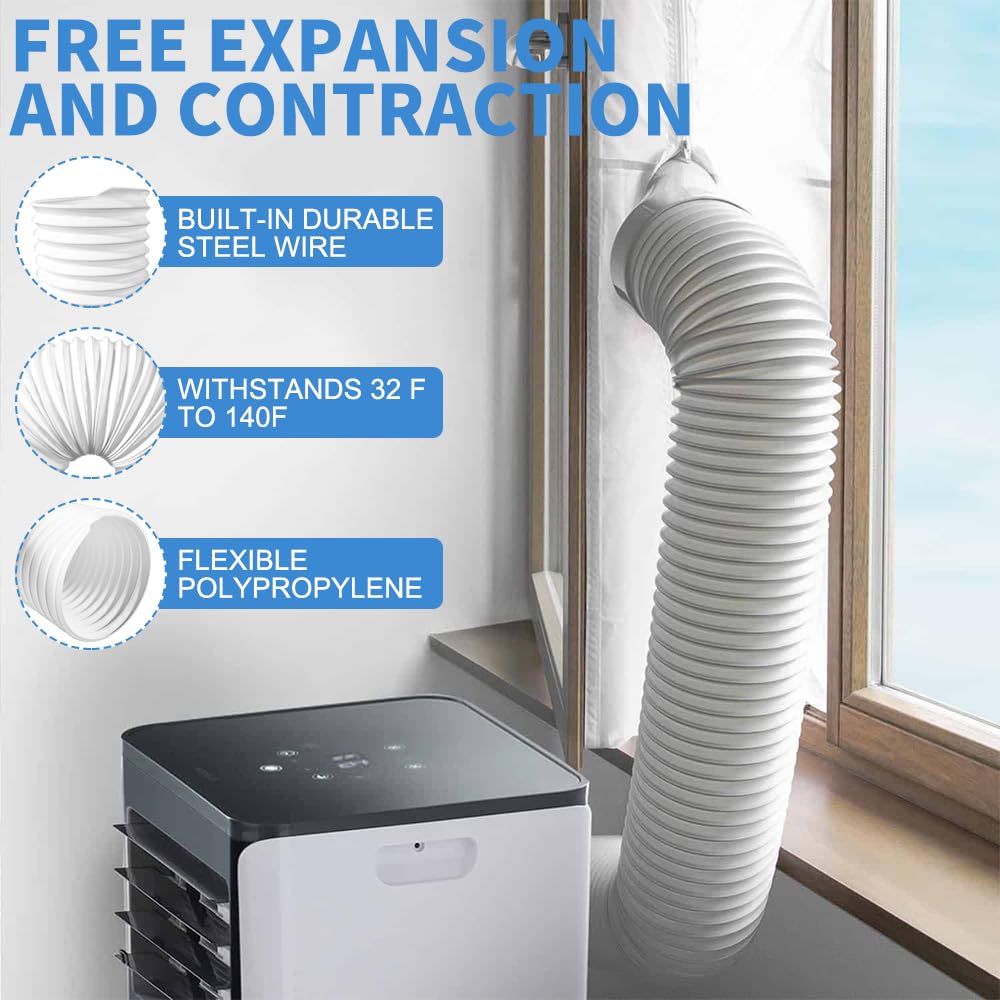 Klimaanlage Abluftschlauch mit Adapter,1.5m Klima Abluftschlauch,PVC Abluftrohr,Ø150mm Klimaanlage Verlängerungsschlauch,für Abluftventilator,Abzugshaube,Belüftungssystem,Badezimmer,Küche