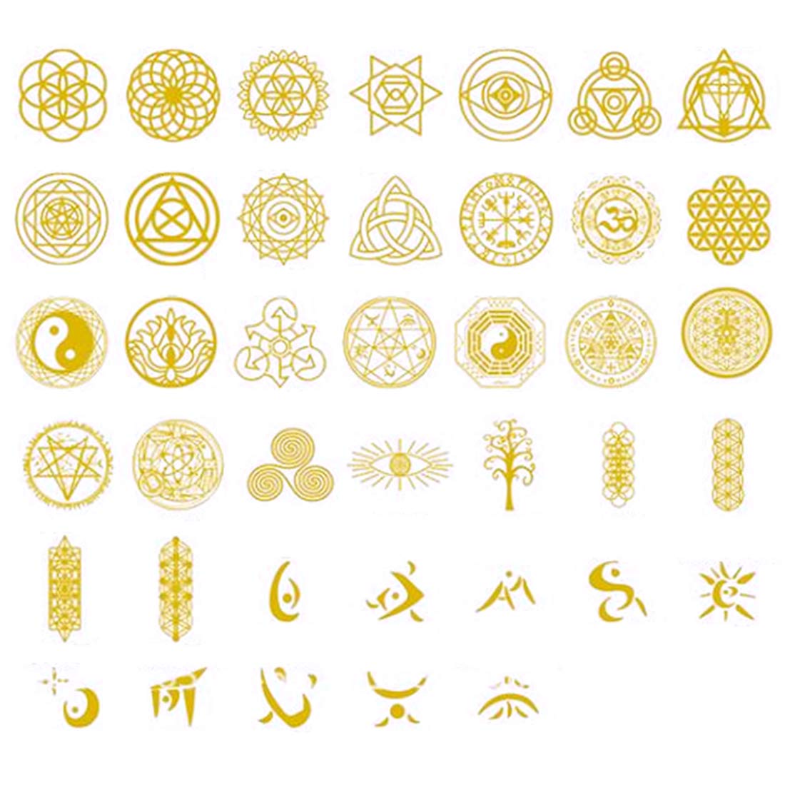 FineInno40 Styles Resin Supplies Kit Orgone Sticker Resin Filler Geometry Copper Decorate Stickers for Silicone Resin Molds Resin Crafts Materials (Gold Resin Stickers B)