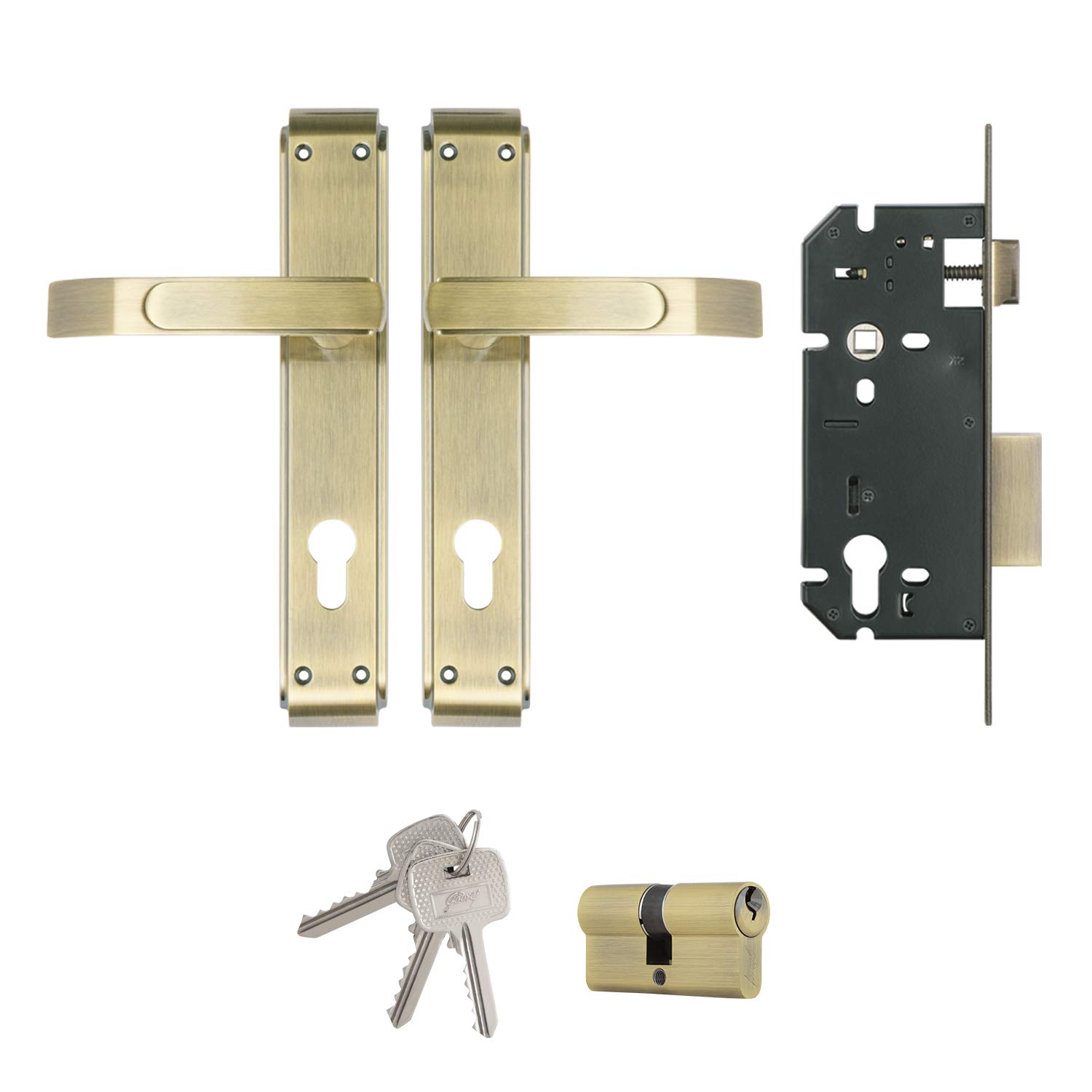 Godrej Gloria 2C Mortise Door Lock Handle Set with 3 Keys, Suitable for Left & Right Handed, Inside & Outside Opening Door Handle Set (Gold, Set of 1) (B08HYT6VY4) Amazon Price History, Amazon Price Tracker
