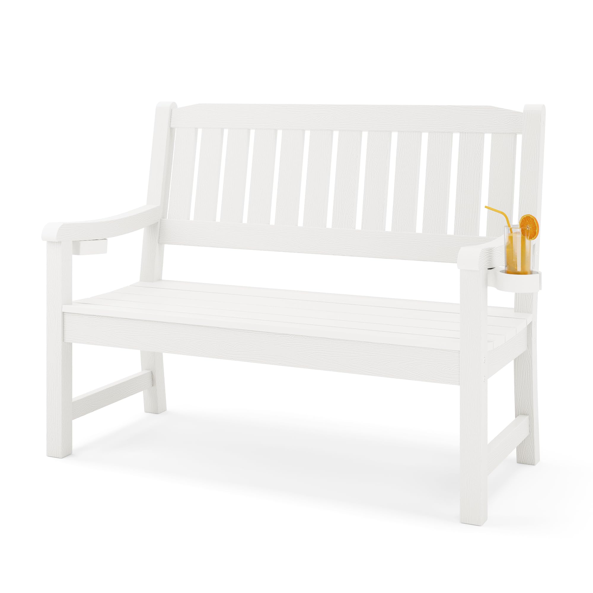LUE BONA Outdoor Bench, 2-Person HDPS Garden Bench, Outdoor Benches Weatherproof, All-Weather Fade/Rot Resistant Patio Bench for Park, Front Porch,