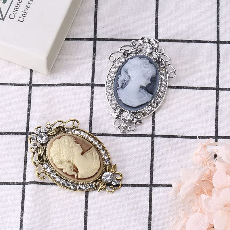Image of lureme Vintage Elegant Victorian Lady Beauty Cameo with Crystal Brooch Pin (br000017)