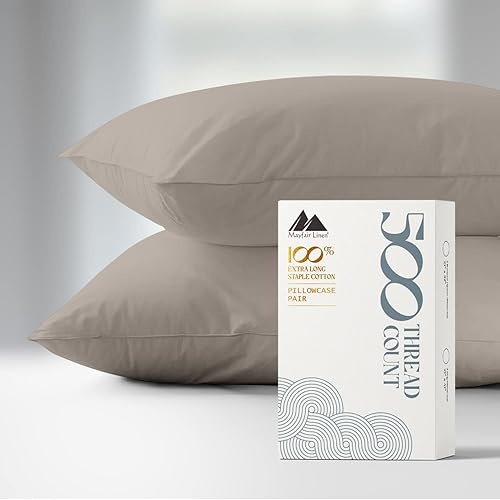 Miniatura 35 de Mayfair Linen 100% Cotton King Size Pillow Cases Set of 2-500 Thread Count Pillow Cases King Size Set of 2 (Dark Grey), Luxuriously Soft Hotel