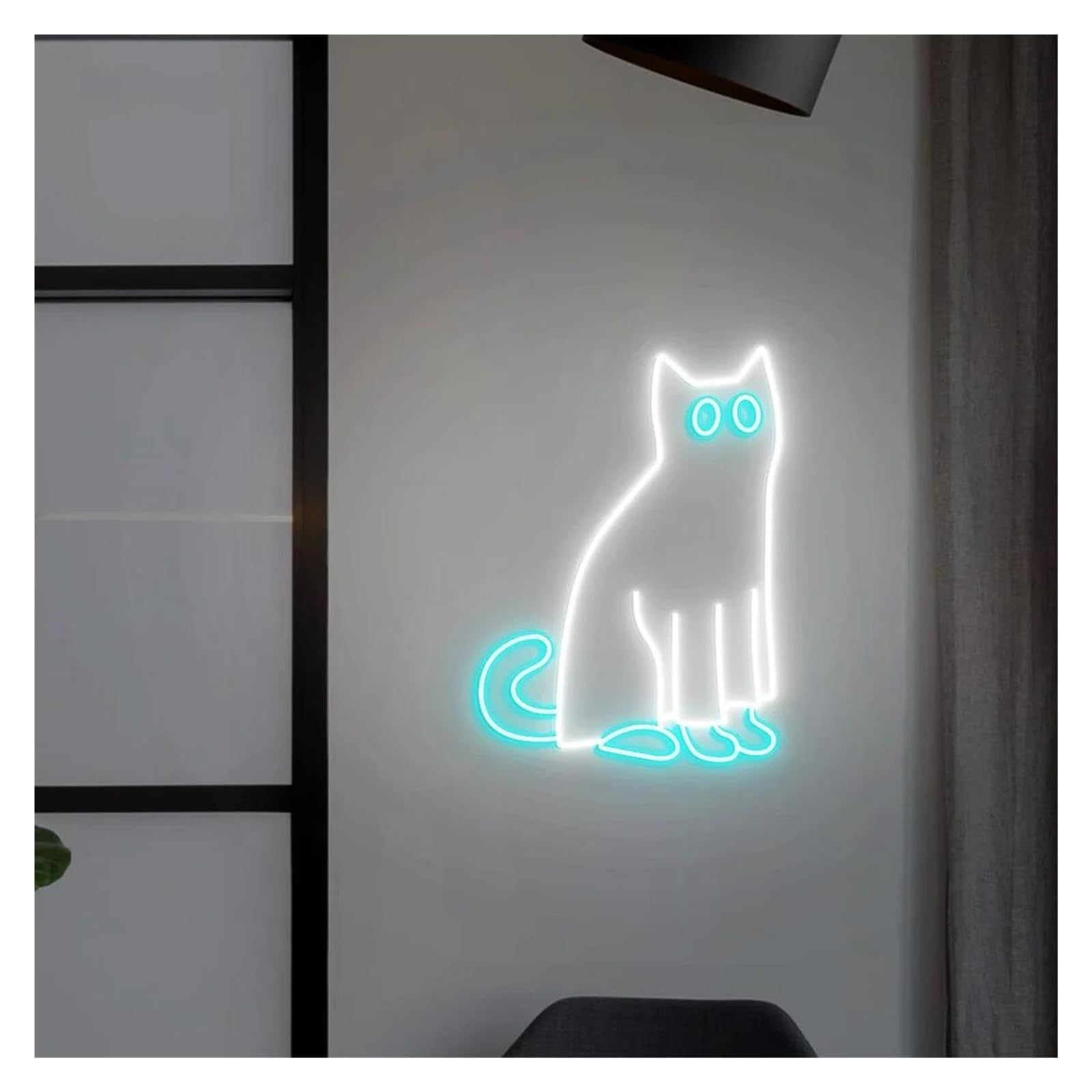 LEMST Signs Lamp Ghost Cat Neon Sign, Adjustable Brightness Animal Lights Suitable for Club Bistro Decor(B,34cmx44cm)